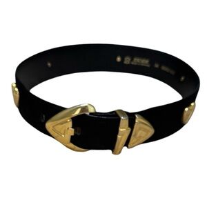 Vintage Escada Suede Leather Heart Black and Gold Women's Belt
